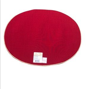 Gold Trim Red Solid Oval Dining Table Placemats